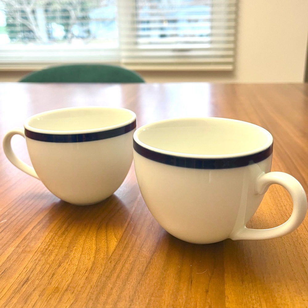 William Sonoma Brasserie Blue Rimmed Cup